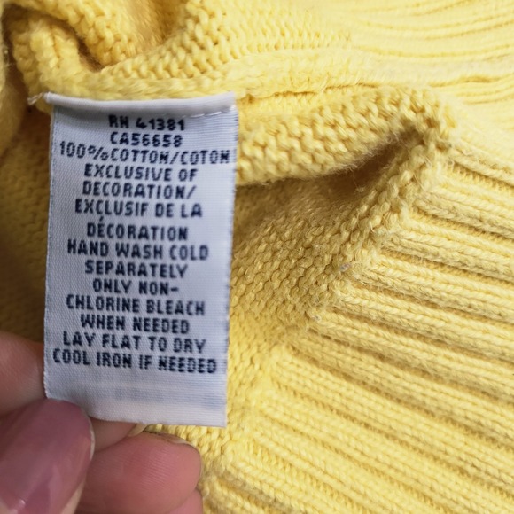 Ralph Lauren Men's Large Yellow Knit Sweater Mock Neck 3 Button Accent Logo - Picture 4 of 10